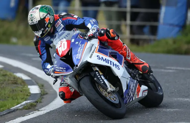 Peter Hickman in action on Smith's BMW Superstock bike