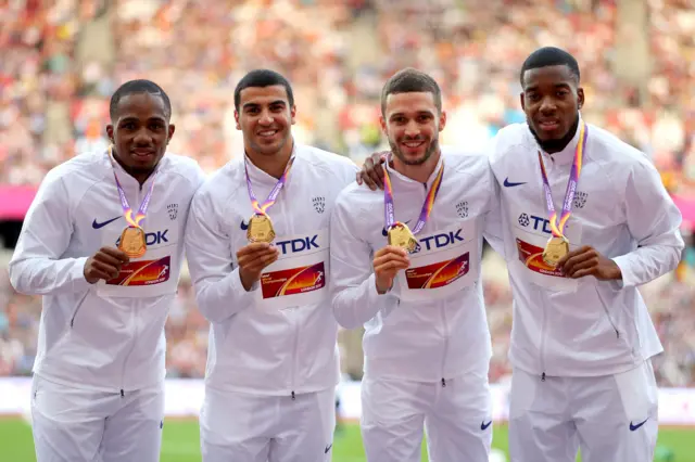 Chijindu Ujah, Adam Gemili, Daniel Talbot and Nethaneel Mitchell-Blake