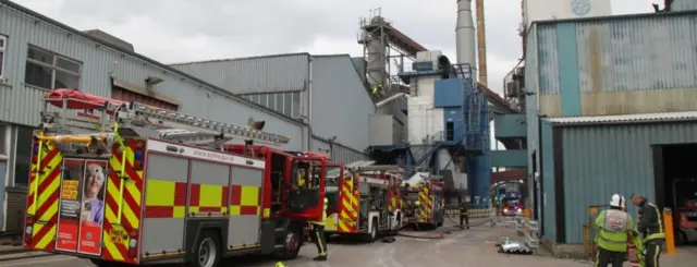 Fire crews at Doncaster glass factory