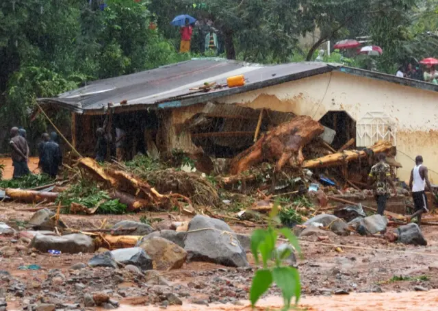 Flooded houses in Sierra Leone