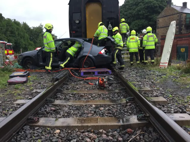 Train hits car