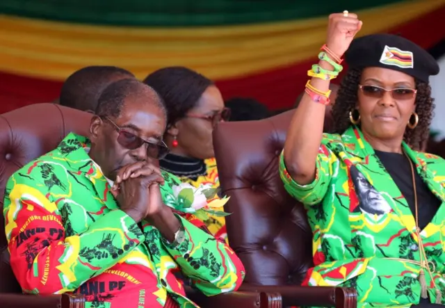 Zimbabwean President Robert Mugabe and his wife Grace attend a rally in Marondera, Zimbabwe, June 2, 2017.