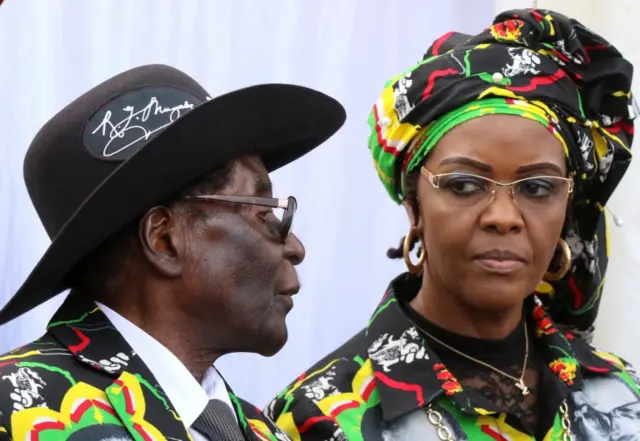 President Robert Mugabe and his wife Grace attend a rally of his ruling ZANU (PF) in Chinhoyi, Zimbabwe, July 29, 2017.