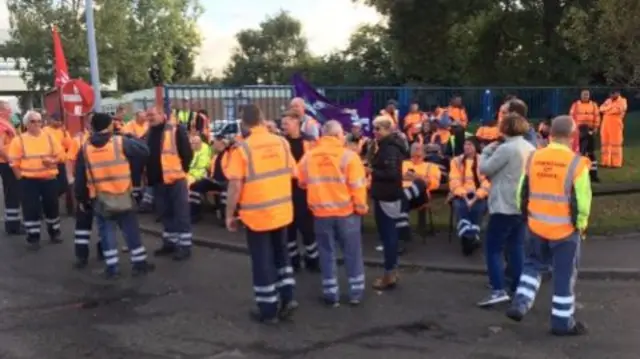 Picket lines in Perry Barr