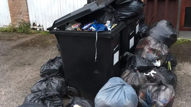 Bin bags on the streets in Birmingham