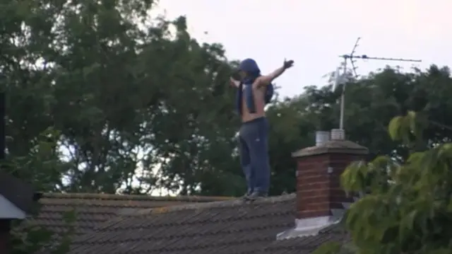 Man on roof