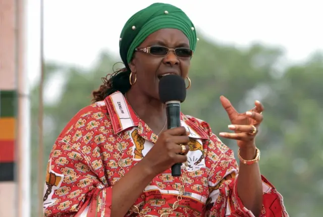 Grace Mugabe addressing her maiden political rally in Chinhoyi October 2, 2014,