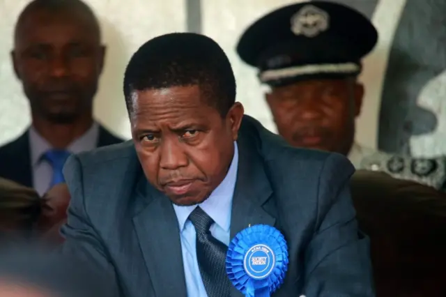 Zambian President Edgar Lungu attends the inauguration day of the Agriculture and Commercial fair on August 5, 2017 in Lusaka