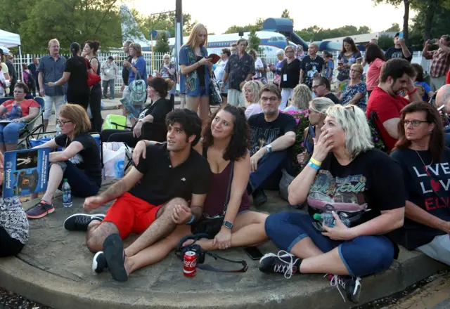 Elvis Presley fans at Graceland