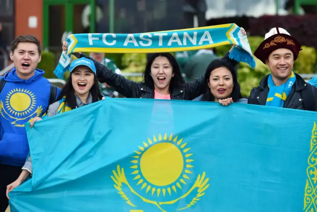 Astana fans in Glasgow