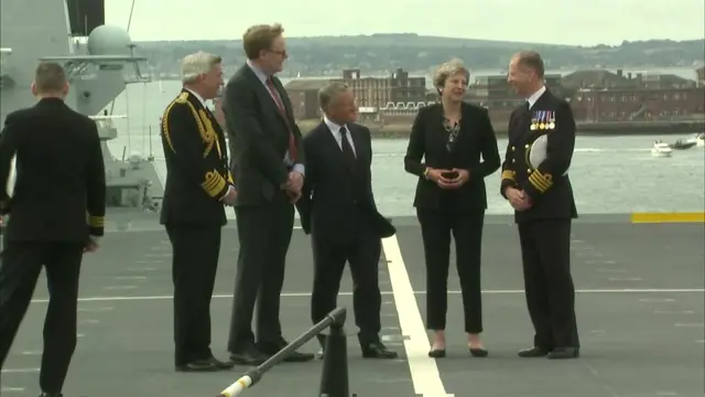 Theresa May on HMS Queen Elizabeth