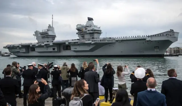 HMS Queen Elizabeth in Portsmouth. Pic: Getty Images