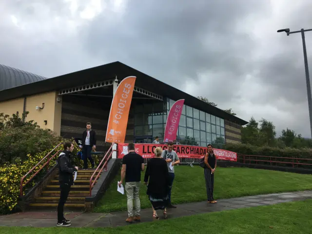 Students outside Neath Port Talbot College