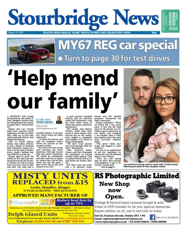 Stourbridge News front page