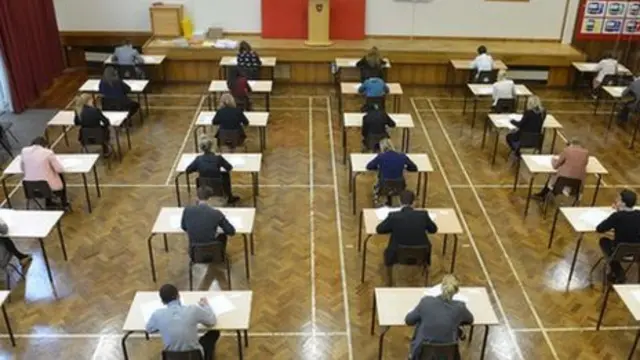 Students taking an exam