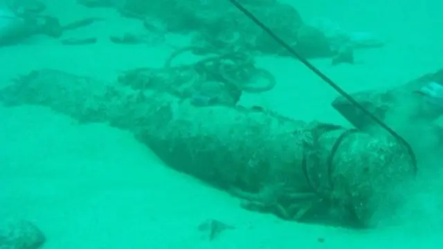 Cannon on the sea bed