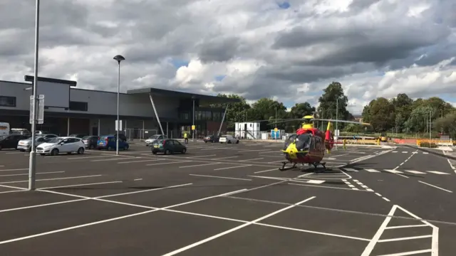 Helicopter in car park