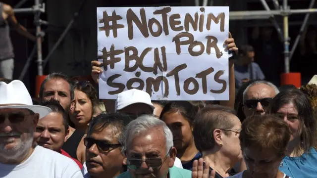 'We are not afraid' sign in Barcelona