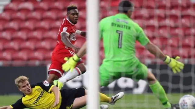 Britt Assombalonga scores Middlesbrough's opener against Burton