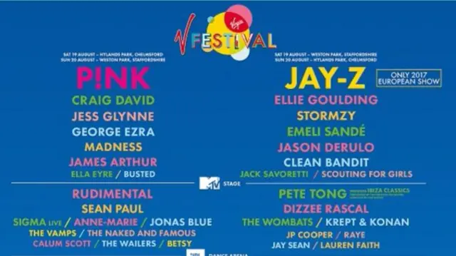 Part of the V Festival poster