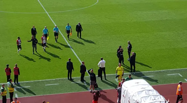 Slaven Bilic waits for the referee to leave the pitch at Southampton