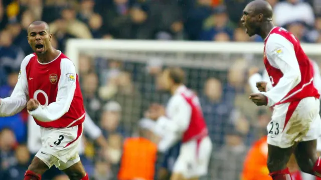 Ashley Cole and Sol Campbell playing for Arsenal