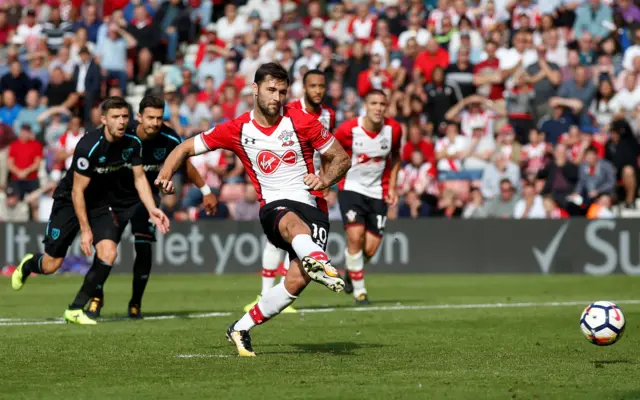 Charlie Austin scores a penalty