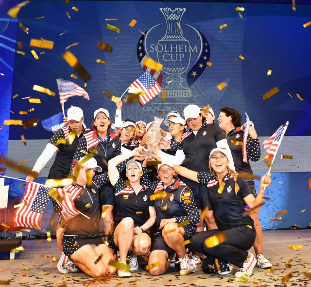 USA celebrate winning 2015 Solheim Cup