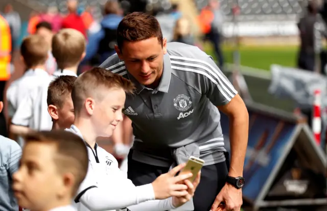 Nemanja Matic poses for a selfie