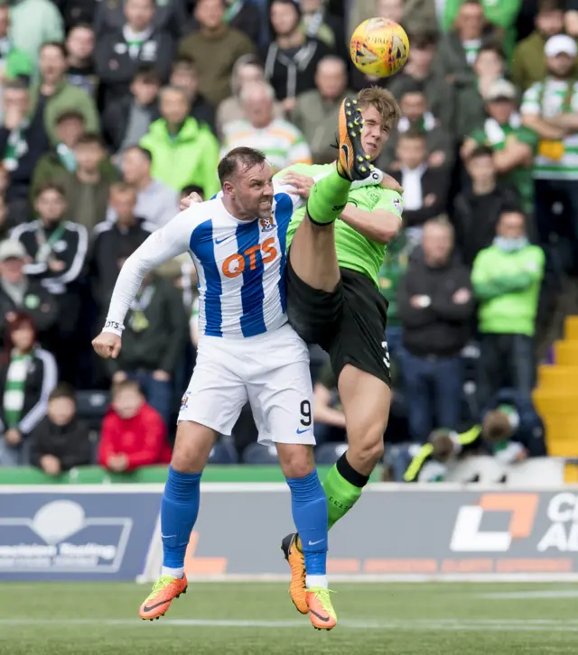 Celtic's Kristoffer Ajer (right) with Kris Boyd