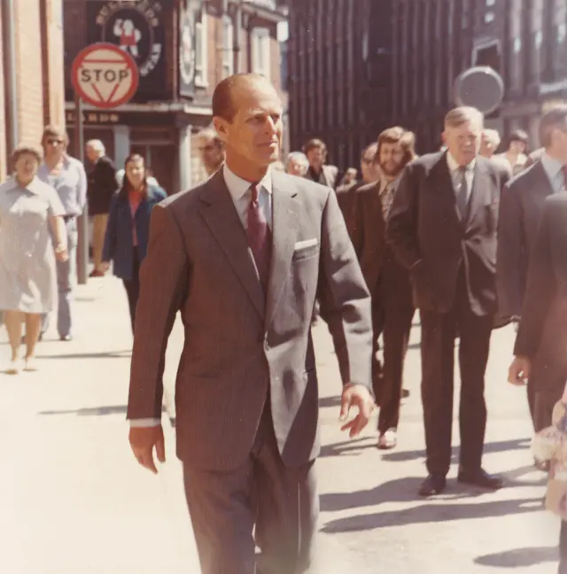 Duke of Edinburgh visiting Norwich in 1975