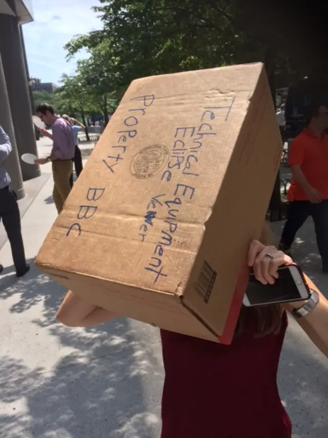 A BBC staff member's homemade eclipse viewing equipment