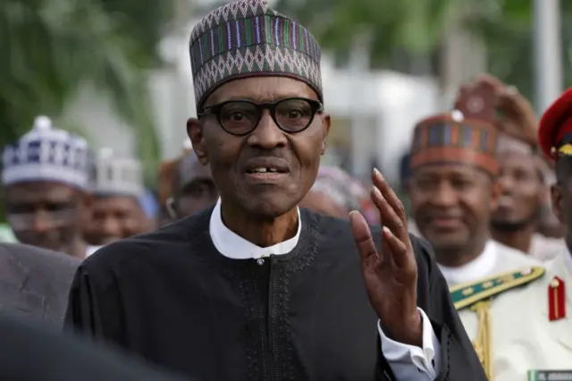 Nigeria"s President Muhammadu Buhari is seen at Nnamdi Azikiwe airport in Abuja, Nigeria August 19, 2017 after his return from three months medical trip in Britain