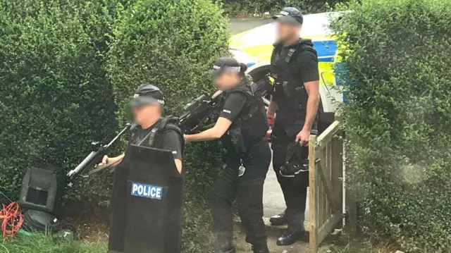 Armed police in Leicester