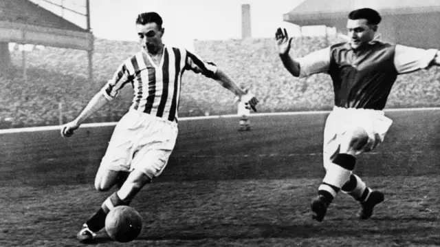 Stanley Matthews in action for Stoke City