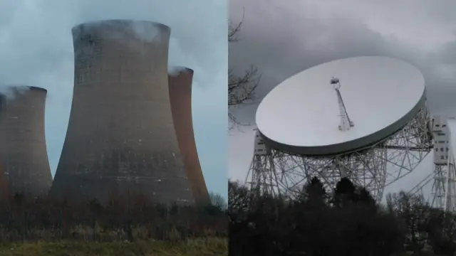 Part of Rugeley Power Station and Jodrell Bank