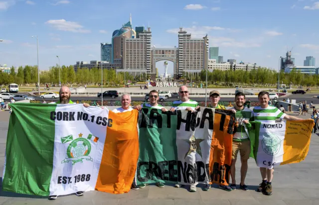 Celtic supporters ahead of the return leg v Astana