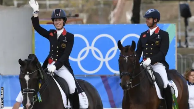 Charlotte Dujardin (left) alongside Carl Hester at the 2016 Olympics in Rio