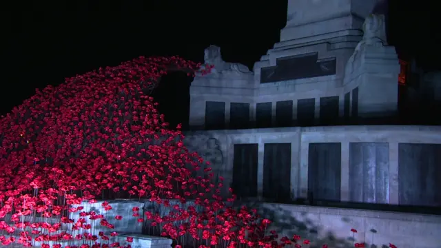 Wave of poppies sculpture