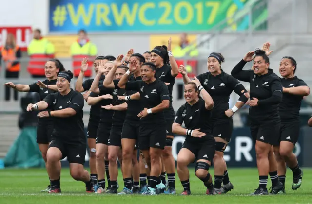 The New Zealanad team perform the Haka