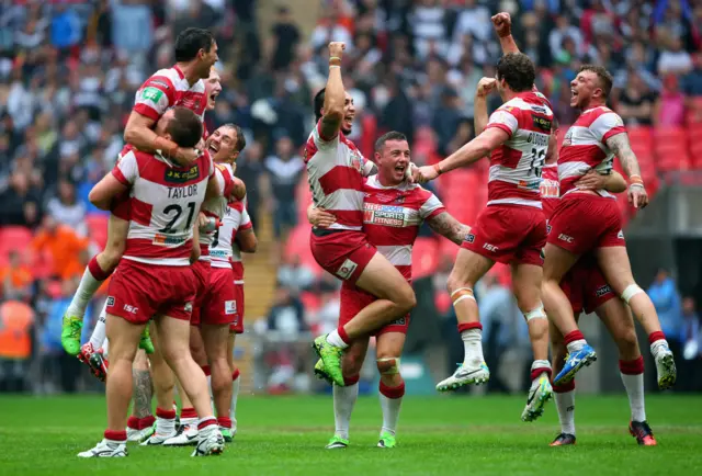 Wigan celebrate at Wembley in 2013