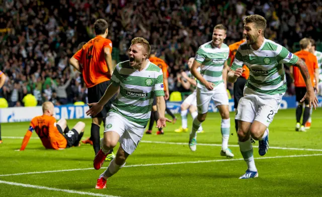 James Forrest scores a late winner against Shakhter Karagandy