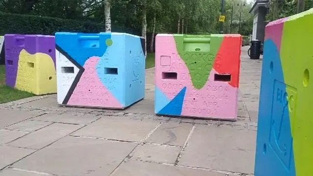 Concrete blocks at Bicester Village