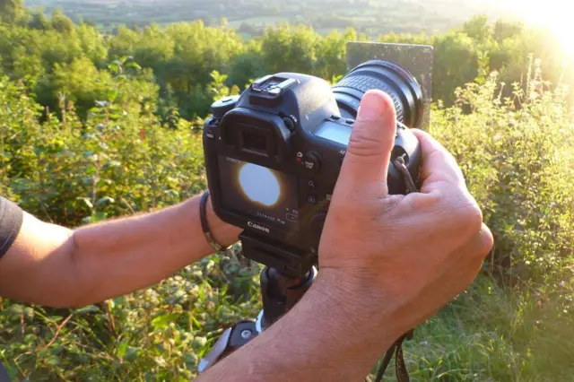 Camera showing eclipse photo