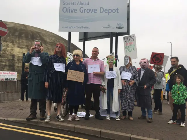 Protesters at Olive Grove depot