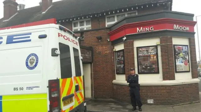 Police outside Ming Moon restaurant in Wolverhampton