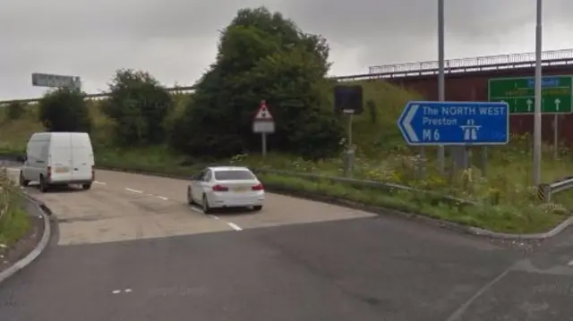 Slip road onto M6 at Crewe northbound