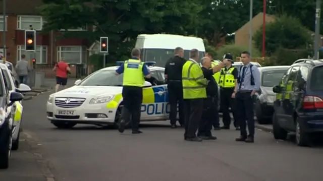 Police at a crime scene in Birmingham