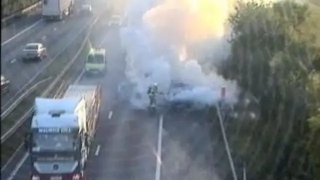 Vehicle fire being put out