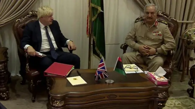 Boris Johnson and Khalifa Haftar